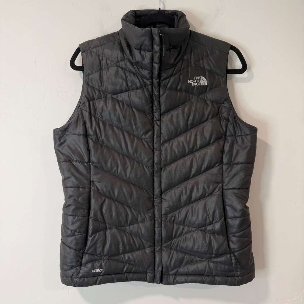 The North Face Women Aconcagua Puffer Vest Medium Gray 550 Down Quilted